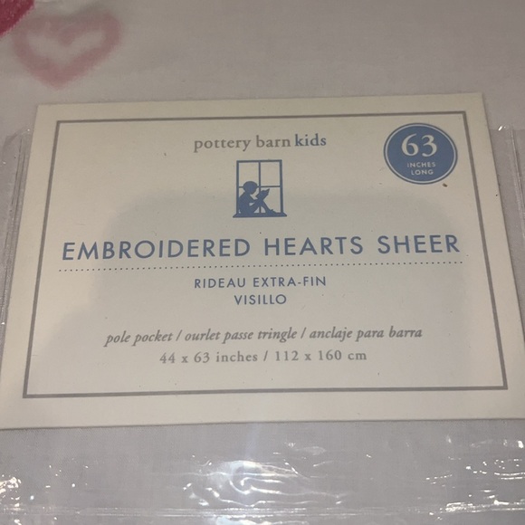 Pottery Barn Embroidered Hearts Sheer Curtains. Set of 4 - Picture 3 of 3